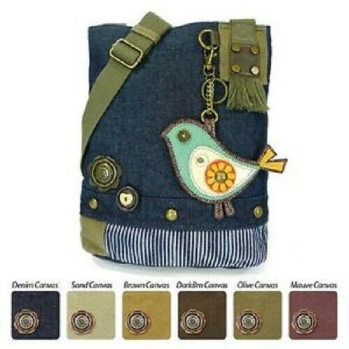 New Chala Patch Crossbody Messenger Denim Navy Blue Bag gift & BIRD Coin Purse