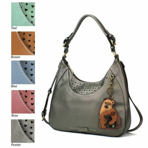 New Chala Sweet Tote Hobo Pewter Grey Gray Crossbody Bag TWO BEARS Mama Baby