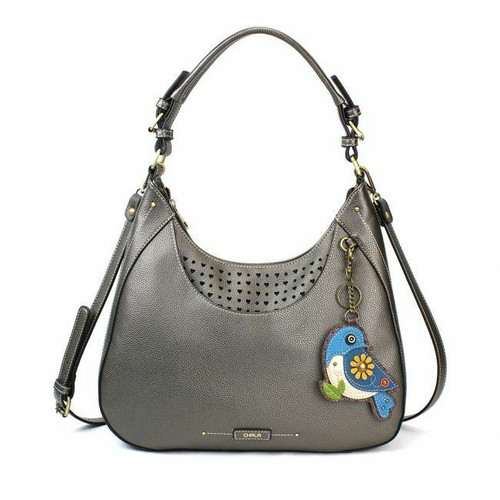  New Chala Sweet Tote Hobo Pewter Grey Gray Crossbody Shoulder Bag BLUE BIRD 