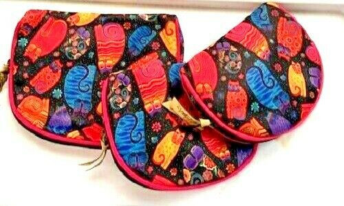 New Laurel Burch Set of 3 Cosmetic Bags Multicolor 2 Sizes gift CATS