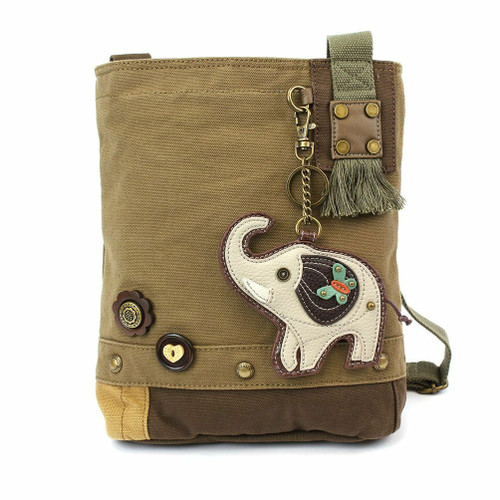 New Chala Handbag Patch Crossbody Olive Green Bag Canvas gift GRAY ELEPHANT