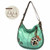  Chala CONVERTIBLE Hobo Large Bag IVORY PAW Peather Teal Green w/ Coin Purse