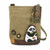 Chala Handbag Patch Crossbody Bag Canvas gift Olive Green Panda Coin Purse