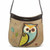 New Chala Messenger Crescent Crossbody Purse Bag Pleather OWL Taupe Brown gift