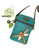 New Chala Cell Phone Purse Crossbody Pleather Converts DRAGONFLY Turquoise Blue