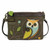 New Chala Mini Crossbody Bag Pleather Purse Convertible OWL Olive Green Stripes
