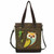 New Chala WORK TOTE Crossbody Pleather Bag OWL A Olive Stripes Large Convertible