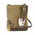 New Chala Handbag Patch Crossbody SLIM CAT Bag Canvas Olive Green W/ Coin Purse