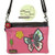 New Chala Mini Crossbody Bag Pleather Small Purse Convertible BUTTERFLY Pink