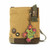 New Chala Handbag Patch Crossbody Brown Bag Canvas FROG w/ Coin Purse gift