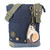 New Chala Handbag Patch Cross-body LAZZY CAT Denim Navy Blue Bag Cute gift