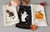 Neu Set mit 3 Mud Pie Halloween Pailletten Handtücher Weiß Schwarz Bestickt Deko