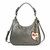  New Chala Sweet Tote Hobo Pewter Grey Gray Crossbody Shoulder Bag OWL Key fob