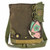 New Chala Handbag Patch Crossbody  DARK BROWN Bag Canvas Messenger  BUTTERFLY