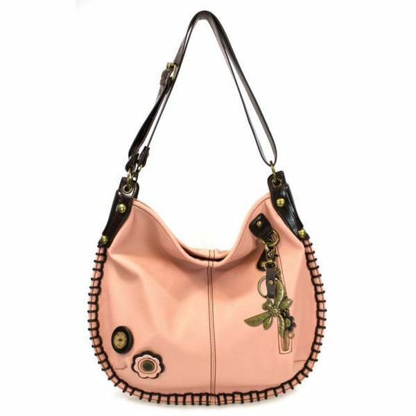 New Chala  Hobo Large Bag Metal Dragonfly  Pink Vegan leather Convertible Gift