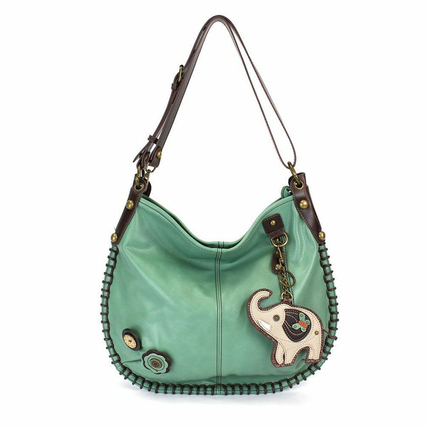  Chala CONVERTIBLE Hobo Large Bag ELEPHANT Peather Teal Green w/ Coin Purse