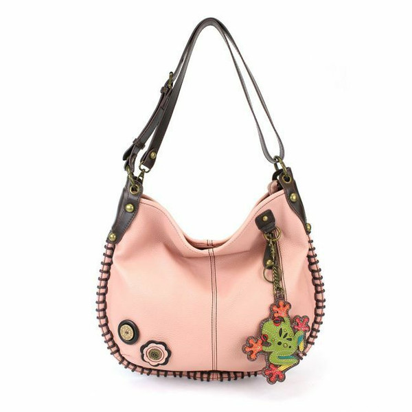  Chala  Hobo Large Tote Bag FROG Pink Vegan leather Convertible Coin Purse gift