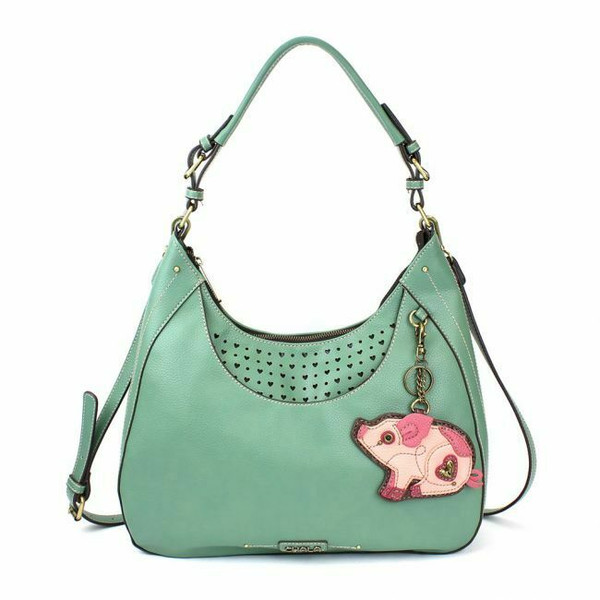 New Chala Sweet Tote Hobo Teal Green gift Crossbody Shoulder gift PIG Coin Purse