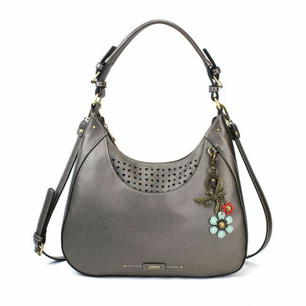  Chala Sweet Tote Hobo Metal DRAGONFLY Pewter Grey Gray Crossbody  Bag Gift