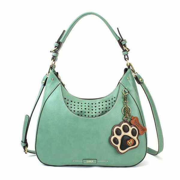New Chala Sweet Tote Hobo Teal Green Crossbody Shoulder IVORY PAW Coin Purse 