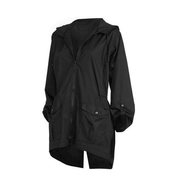 New ShedRain Shed Rain  Hi-Lo Packable Rain Jacket BLACK Lightweight 7231 Medium