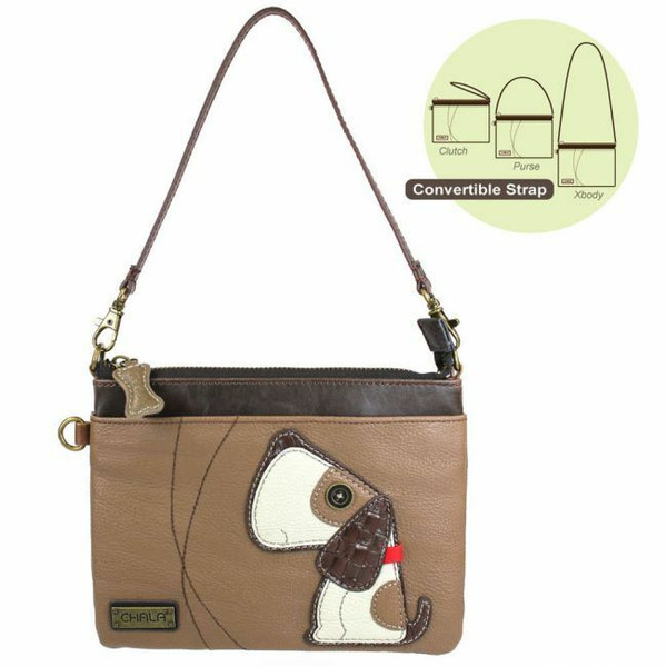 Chala Mini Crossbody Bag Pleather Small Purse Convertible TOFFY DOG Brown Beagle
