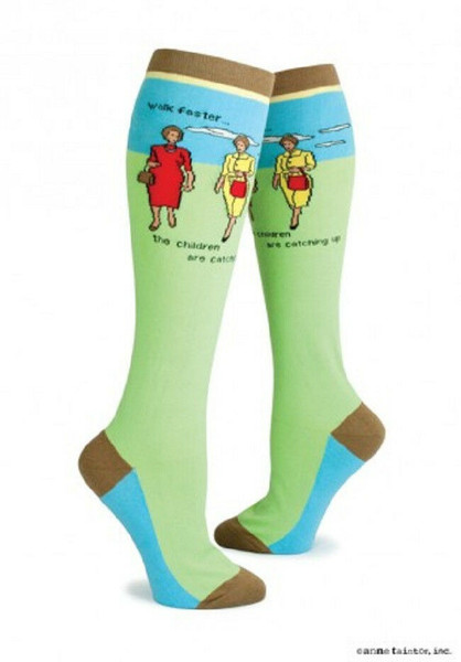 New Anne Taintor KNEE HIGH SOCKS Retro Humor Fun Gift -  WALK FASTER