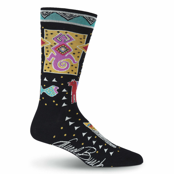 New K.Bell  Laurel Burch Men's 2 prs Crew Socks 10-13 FOLKLORICA Black gift