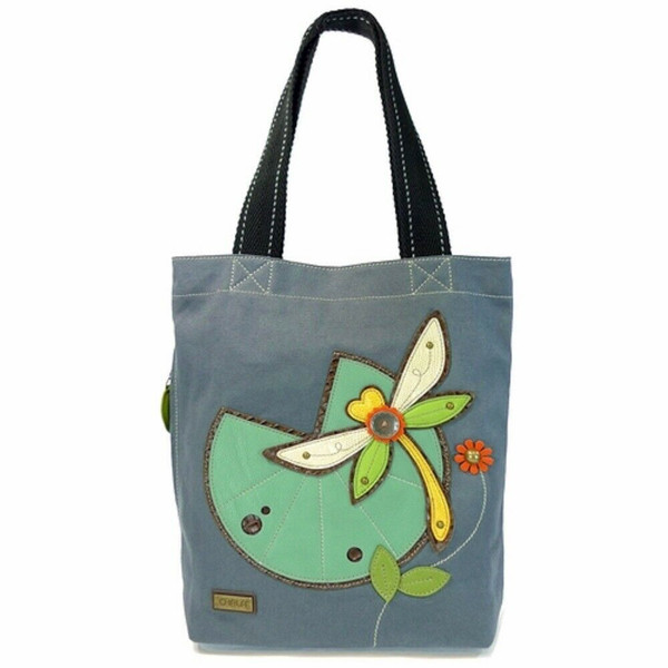New Chala Handbag Simple Tote DRAGONFLY Indigo Blue Canvas  Purse Bag gift