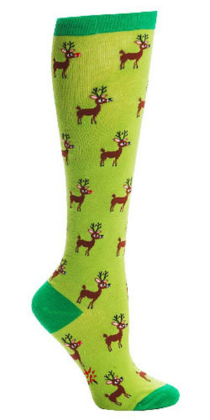 New Sock it to Me Knee HIgh  Socks REINDEER GAMES Green  Shoe S 5-10 Christmas