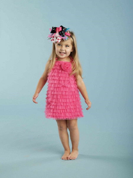 New Mud Pie HOT PINK CHIFFON RUFFLE DRESS Baby Girl Gift 12-18 mos gift