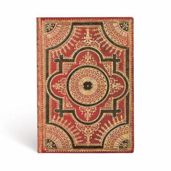 Paperblanks Journal Midi 7x5" FLEXIS Lined Soft BAROQUE VENTAGLIO Log Diary Red