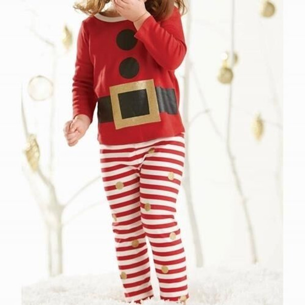 New Mud Pie 2 pc GLITTER SANTA PAJAMAS Christmas Holiday Red Stripes 3T 3 yrs