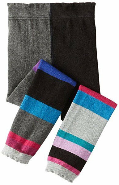 New Jefferies 1 pr Color Block Funky Charcoal Grey Ruffle Footless 2-4 yr gift