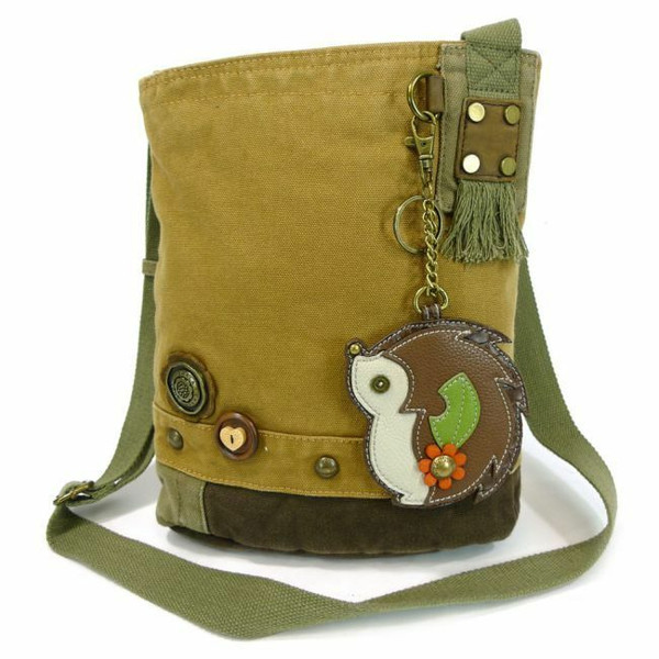 New Chala Handbag Patch Crossbody Messenger  Brown Bag Canvas HEDGEHOG gift