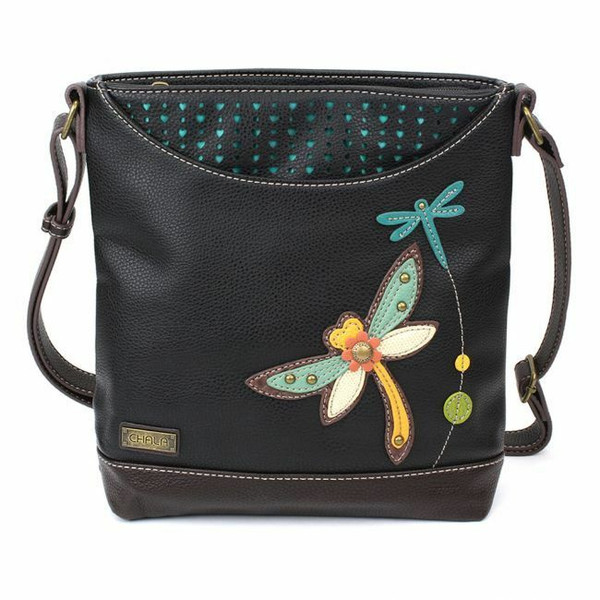 Nuevo Chala Dulce Bandolera Bolso Cuero Artificial Libélula Negro