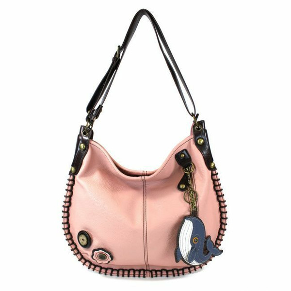 New Chala Hobo Crossbody Large Tote Bag WHALE Vegan Leather PINK Convertible