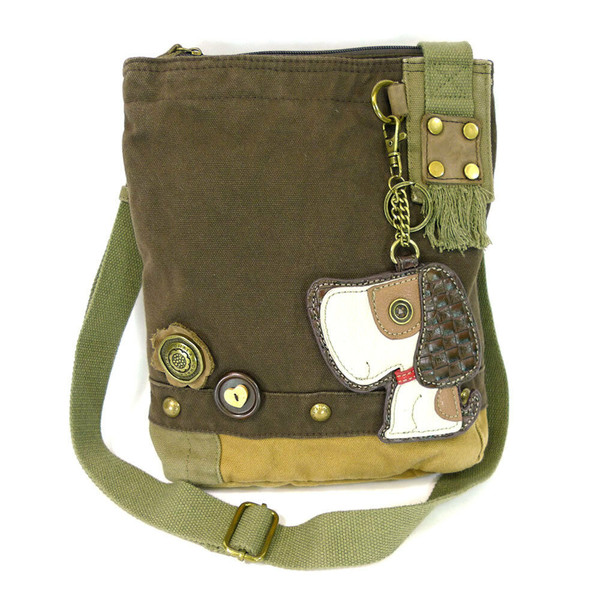 New Chala Handbag Patch Crossbody DOG Bag Canvas gift School Travel Dark Brown