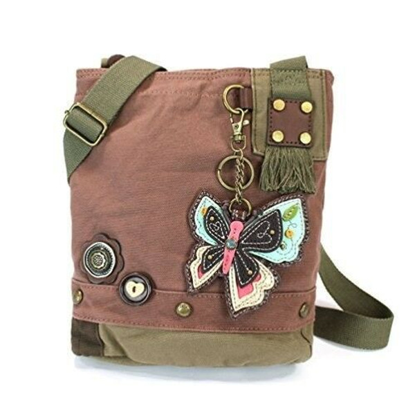 New Chala  Patch Crossbody BUTTERFLY II  Bag Canvas gift Mauve Purple Violet 
