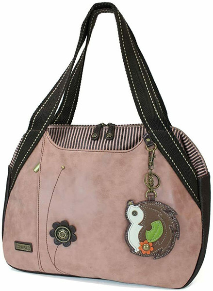 New Chala Bowling Zip Tote Large Bag Dusty Rose Pink Pleather HEDGEHOG gift