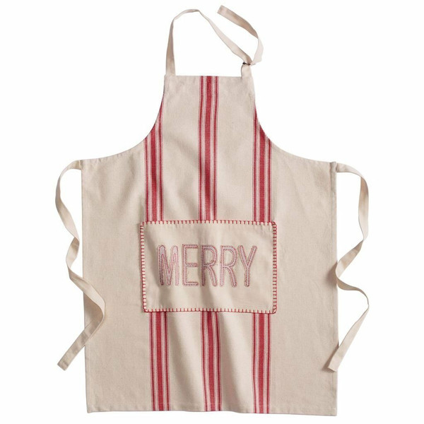 New Mud Pie Christmas Holiday MERRY Grainsack Apron Red Unisex Men Women gift