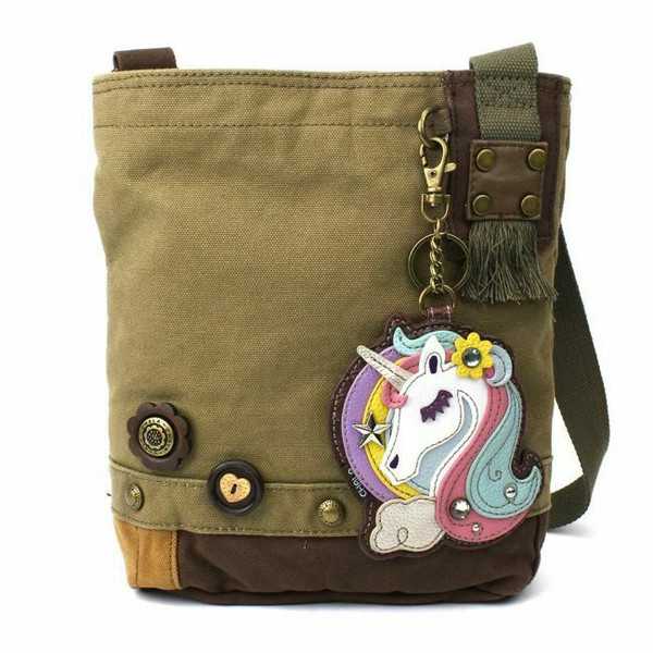 New Chala Handbag Patch Crossbody Messenger Olive Green Bag Canvas gift UNICORN