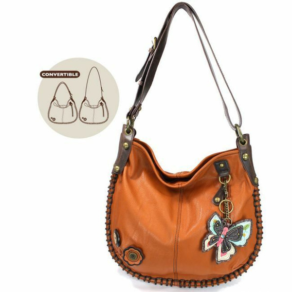 Chala Hobo Crossbody Large Bag BUTTERFLY II Vegan Leather Orange Convertible