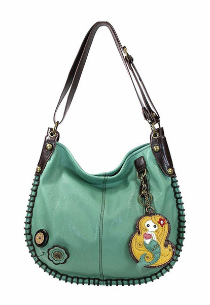 New Chala CONVERTIBLE Hobo Large Tote Bag MERMAID Vegan Leather Teal Green