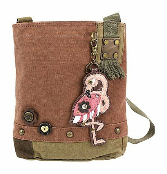 New Chala Patch Crossbody Bag FLAMINGO Canvas gift Mauve Purple Violet Small