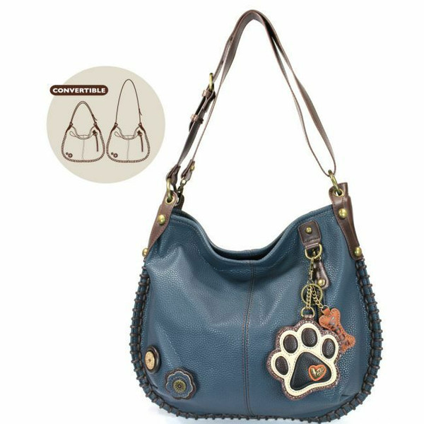 Chala Hobo Grand Sac Ivoire Paw Pleather Convertit Porte-Monnaie Bleu Marine