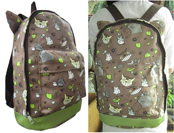 My Neighbor TOTORO Canvas Full Size Backpack with Ears Kawaii Anime 60297 Brown