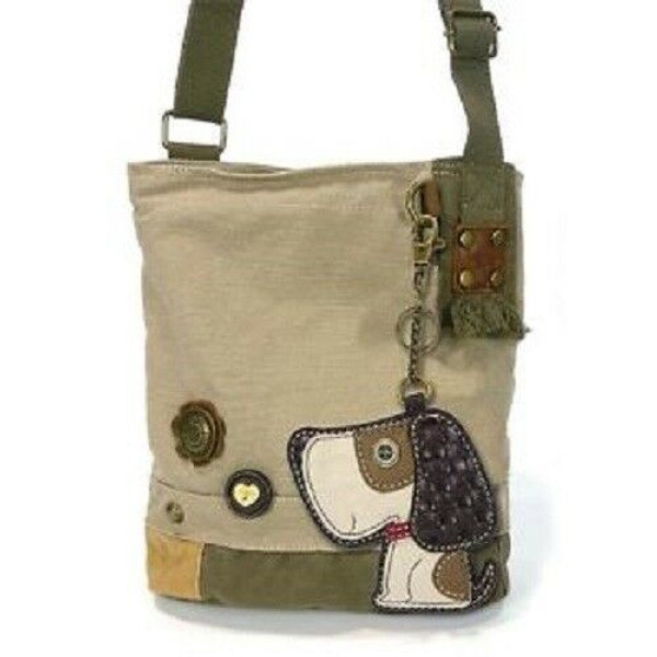 Chala Patch Bandoulière Toffy Chien Sac Toile Sable Beige W/Porte-Monnaie