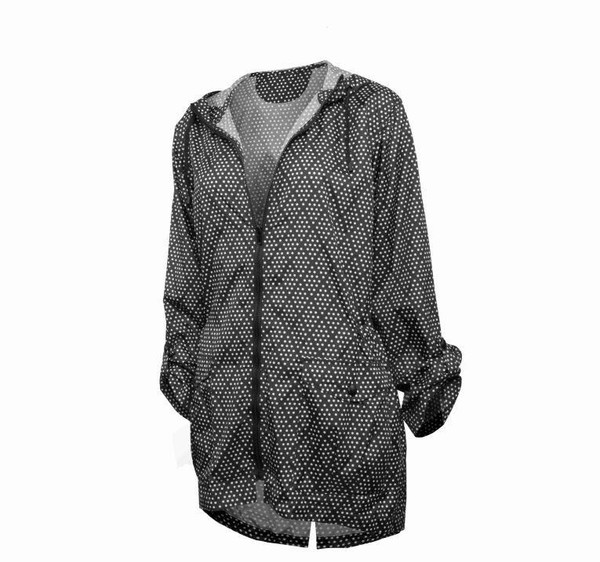 New ShedRain Shed Rain Hi-Lo Packable Rain Jacket Diamond Dot Black 7230 Medium