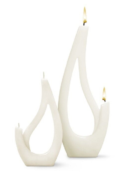 New Alusi Set of 2 Saba Candles Petit & Grande WHITE Decor Gift Multi Flame